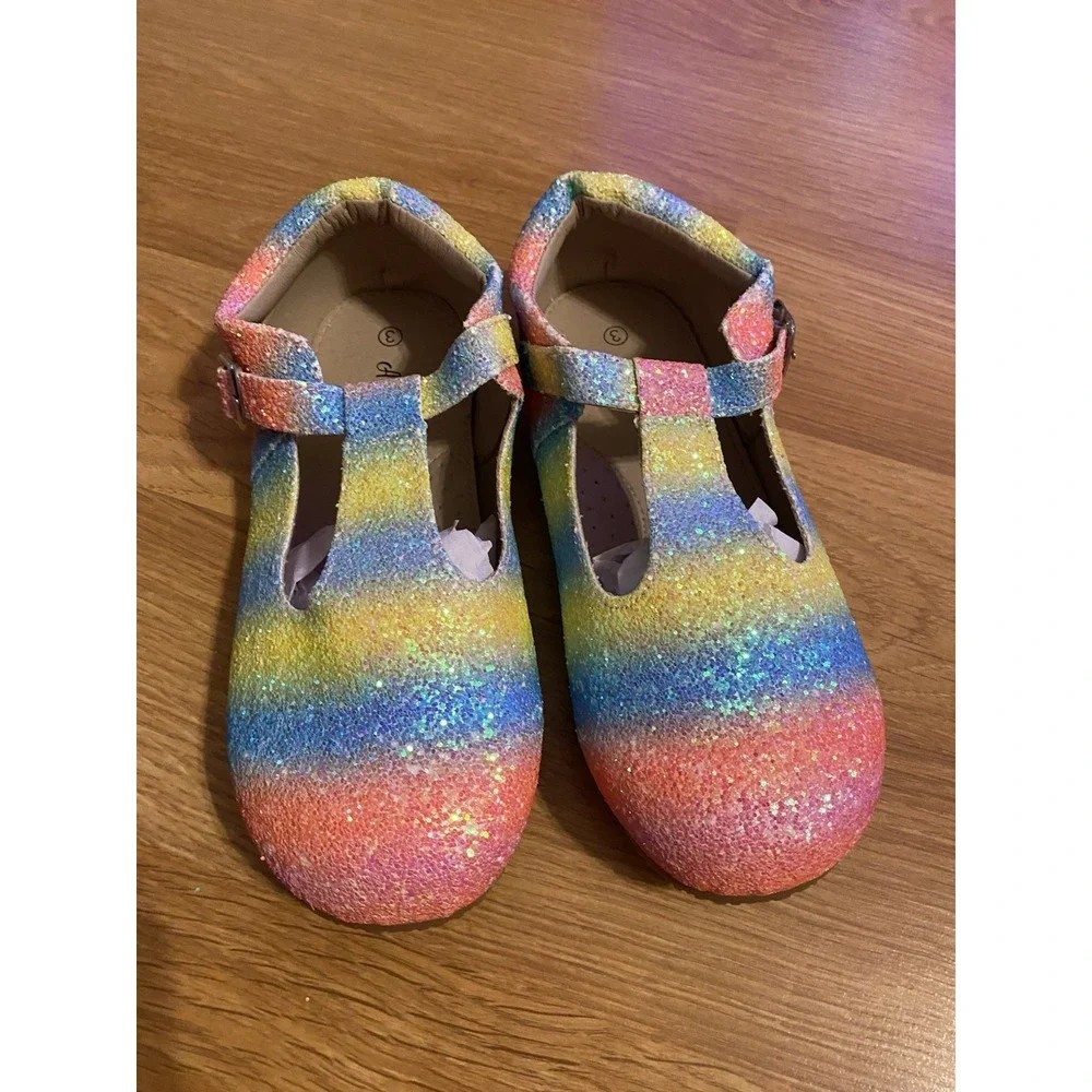 Brand‎ New A Bear Co Girls Sparkle Slip On Shoe Birkenstock Like Look Size 3